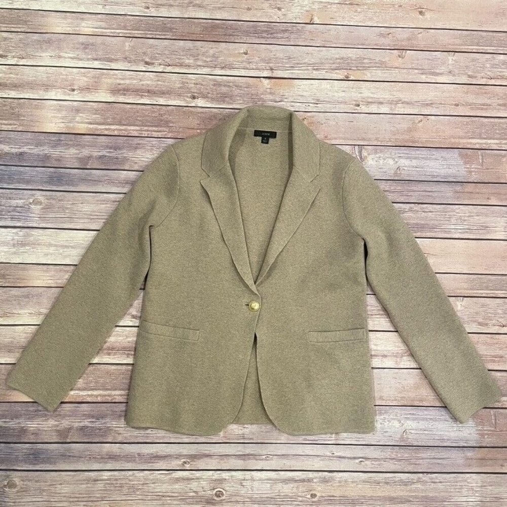 J Crew Camille Shrunken Sweater Blazer Heather Sand